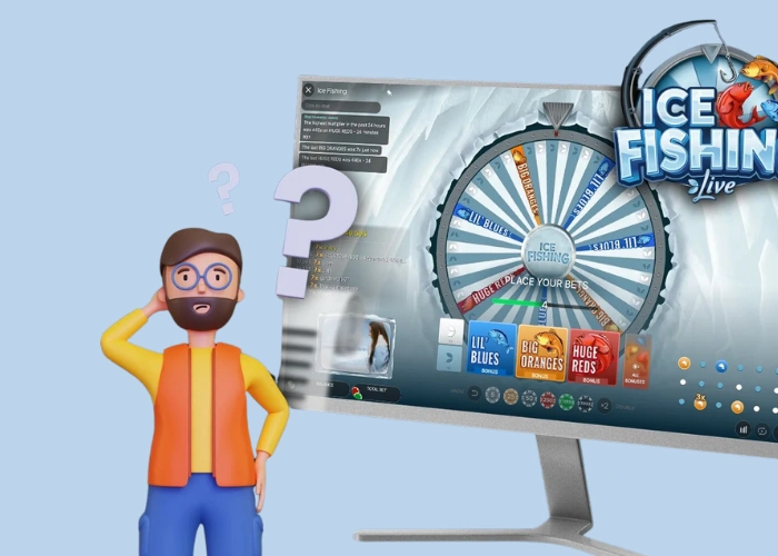 Ice Fishing betting interface on desktop showing the place-your-bets phase and bonus bet spots